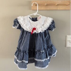 2T vintage tiered navy blue dress